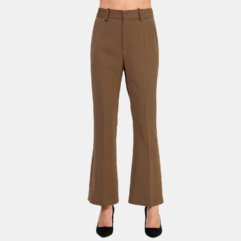 High-Waisted Flared Trousers (Mocha)