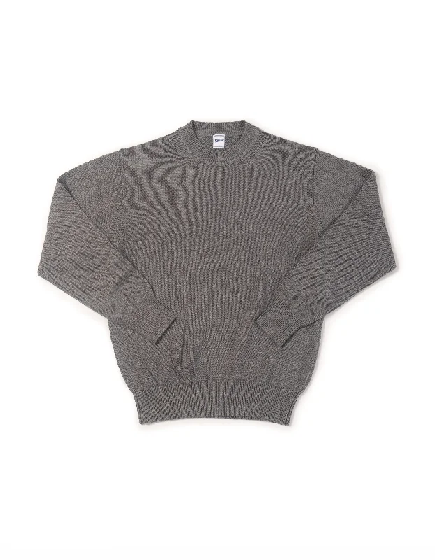 SOLID COTTON CREW NECK SWEATER - LIGHT GREY