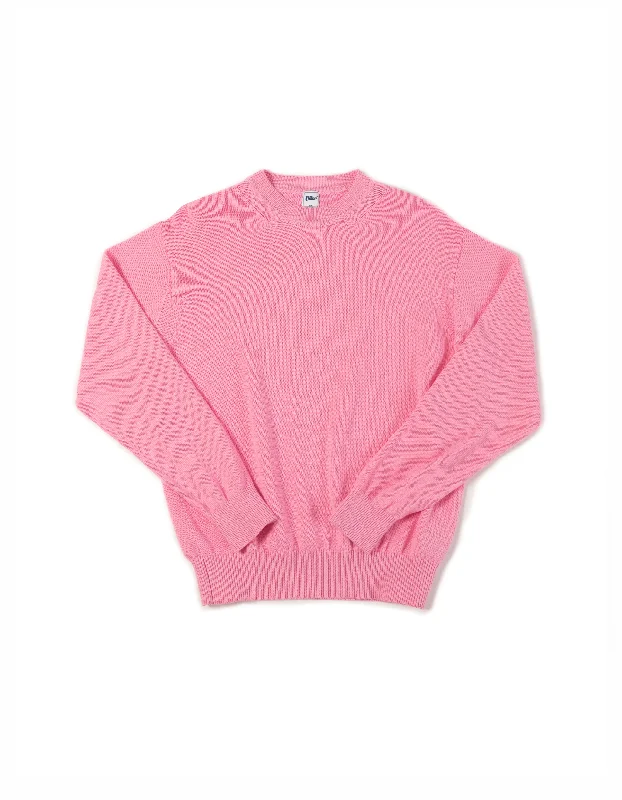 SOLID COTTON CREW NECK SWEATER - PINK