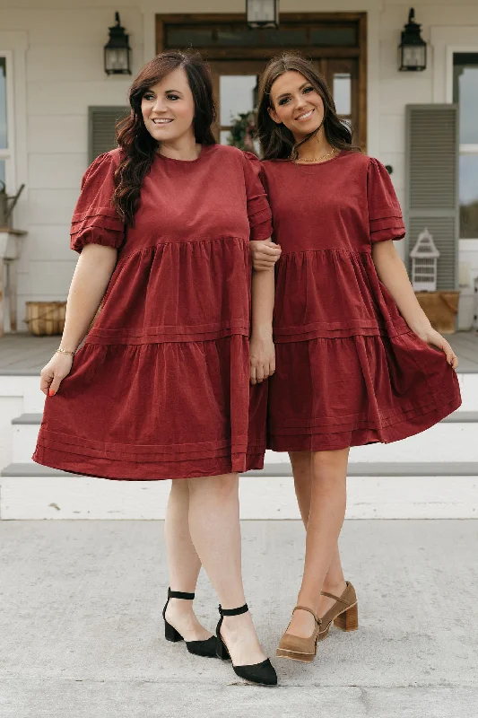 Ames Dress-Burgundy