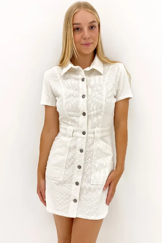 Nadia Cord Dress Vintage White