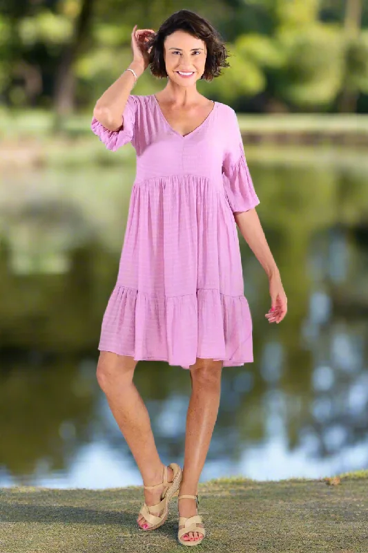 Soft Pink Tiered Tunic Dress