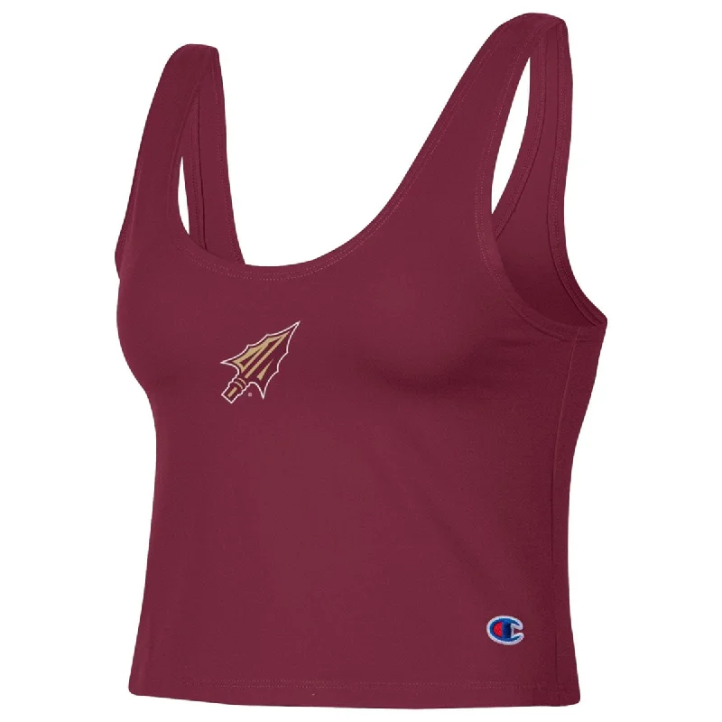 Champion Women's Arrowhead Logo Scoop Neck Crop Tank - Garnet