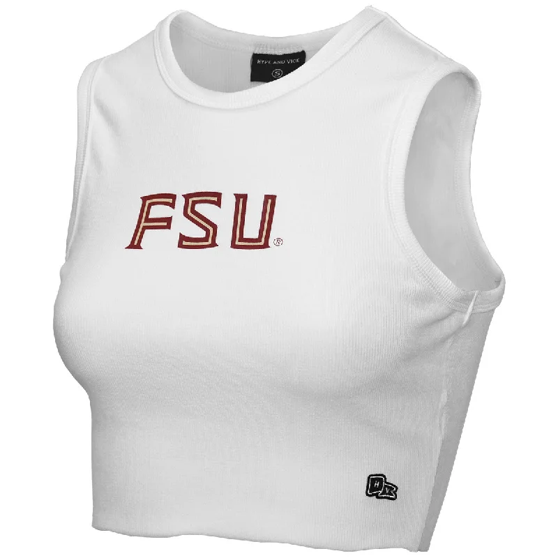 Hype & Vice Women's Cutoff Tank with FSU - White