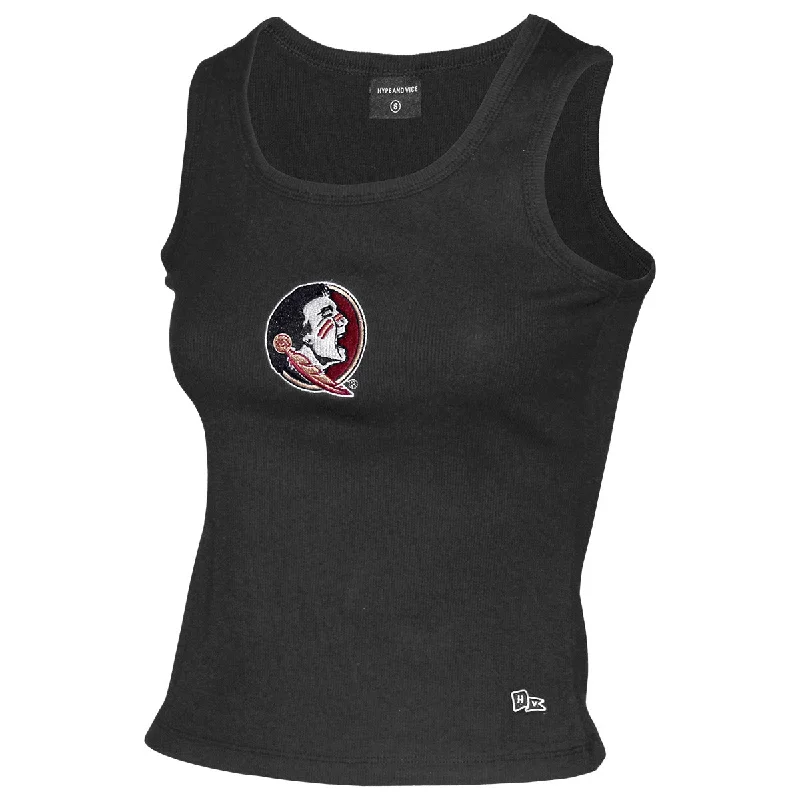 Hype & Vice Women's Seminole Logo Ribbed Tank - Black