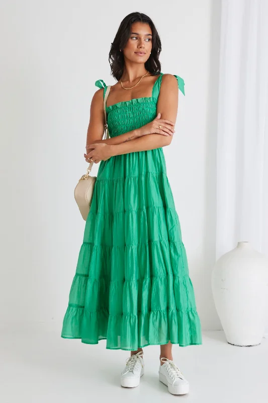 Isabella Green Strappy Tiered Maxi Dress