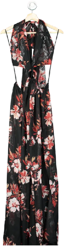 JLUX LABEL Black Floral Maxi Dress UK M