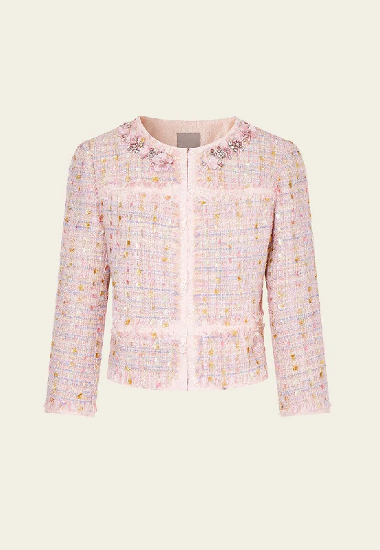 Structured 3D Flowers Sequin-detail Jacket