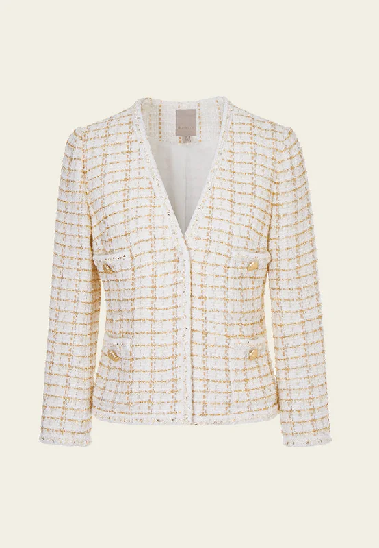 V-neck Lurex Checked Jacket