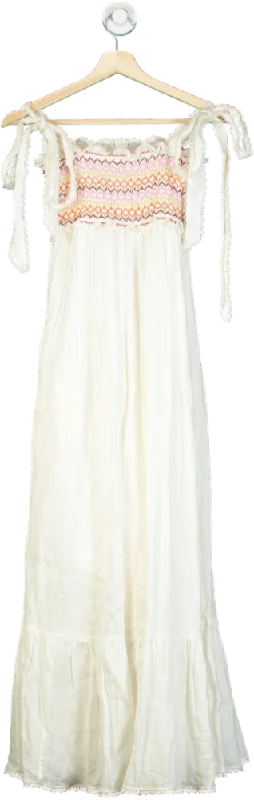 Zimmermann White linen Lace Trimmed Sleeveless Maxi Dress SZ0 UK 6